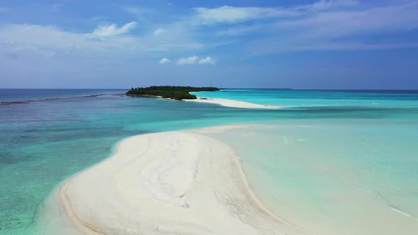 Aerial above nature of luxury sea view beach holiday by blue green sea and clean sand background of 