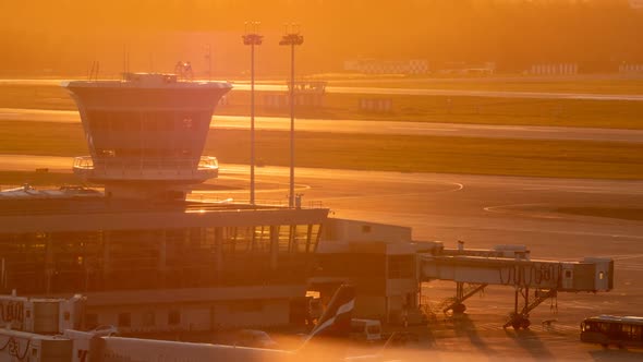 Air Traffic Control Tower at Sunset