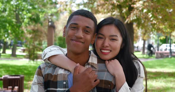 Concept of Close Relationships Between Two Beautiful Young Beautiful Multiethnic People