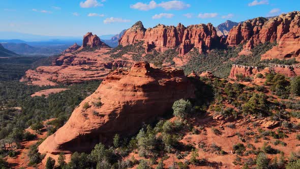 Birds Eye View 4K Aerial Drone Footage of Merry Go Round Rock Sedona Arizona