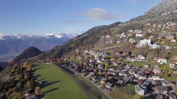 Aerial Views of the Municipality of Leysin in Aigle Switzerland