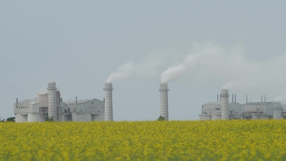 Large Plant with Smoke From the Pipes