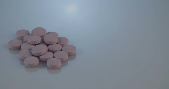 Prescription drugs - Capsules, pills, tablets on reflective background