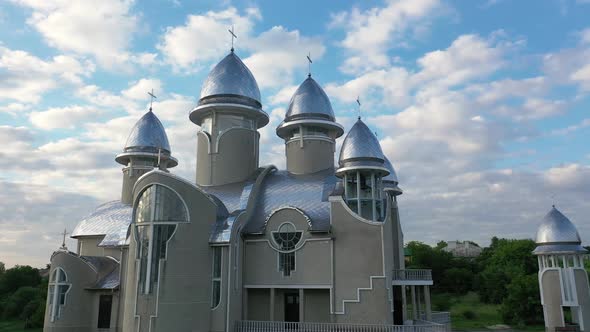 Aerial View of Church of the Holy Prophet Elijah at Truskavets Ukraine