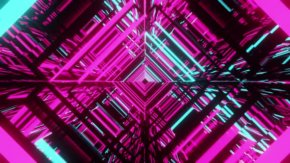 Neon Sci Fi Vj Rhombus Loop Tunnel 4K