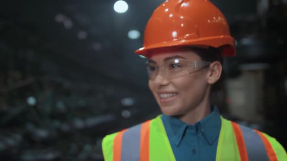 Beautiful Engineer Smiling Manufacturing Company Closeup