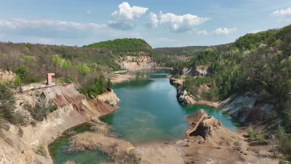 Aerial view of Lake Rudabanya in Hungary