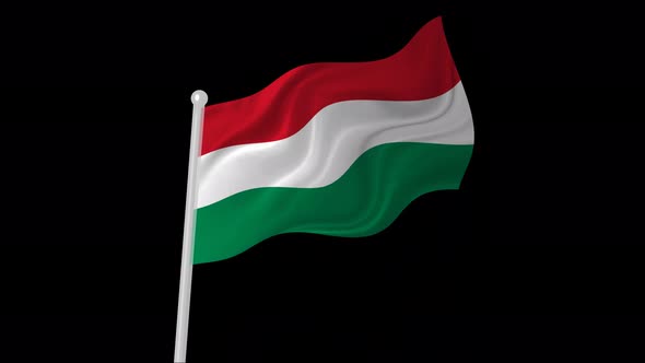 Hungary Flag Flying Animated Black Background