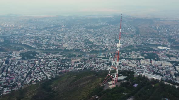 Transmit Mast On The Hill Over The City