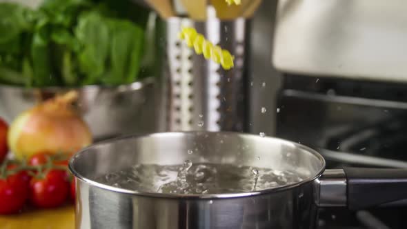 Pasta Cooking Falling Slow Motion