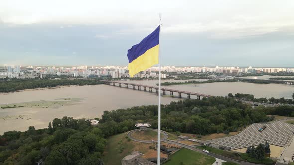 Kyiv - National Flag of Ukraine By Day. Aerial View. Kiev