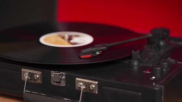 Vintage Turntable Plays the Record