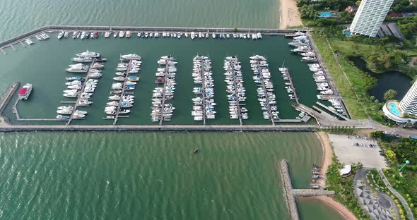 Aerial view Flying Pattaya beach Thailand