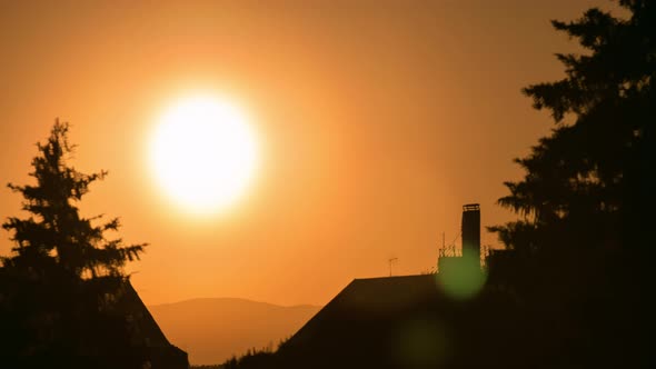 Beautiful Sunset Timelapse at Sabatini Gardens Near Royal Palace in Madrid Spain