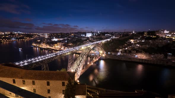 Timelapse of a bridge in the evening