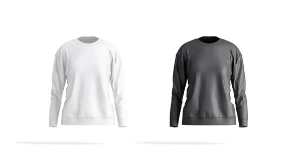 Blank black and white women sweatshirt, looped rotation