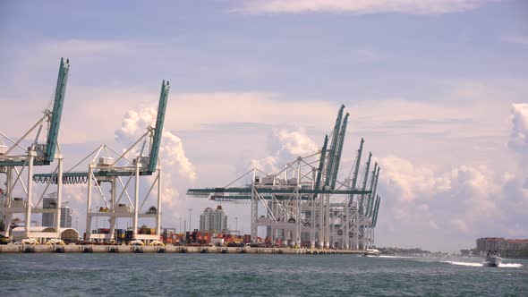 Loading Cranes At Port Miami 4k