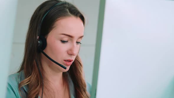 Business People Wearing Headset Working in Office