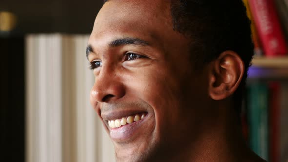 Shaking Head to Agree, Yes,  Side View of Afro-American Man