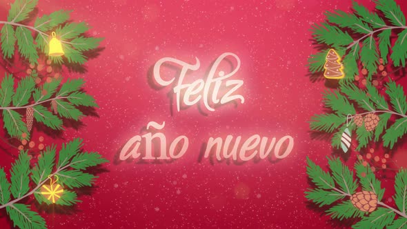 Merry Christmas 2021 Neon Animation Feliz Navidad on Spanish 3d Motion Design for New Year Holidays