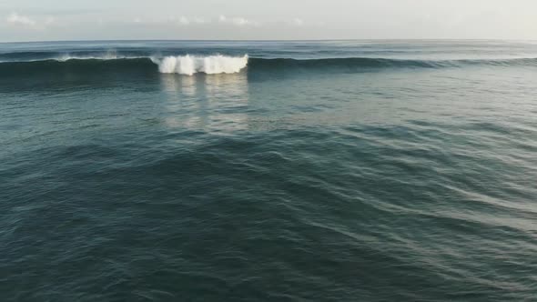 Flying Over the Ocean. Aerial View of Ocean Waves