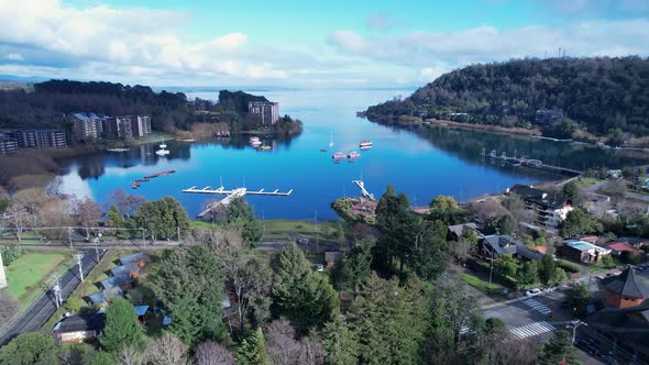 Chilean Patagonia. Famous countryside city of Pucon at South of Chile.