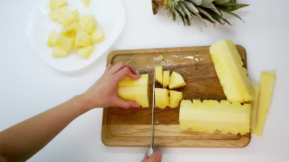 Sliced pieces of pineapple. 