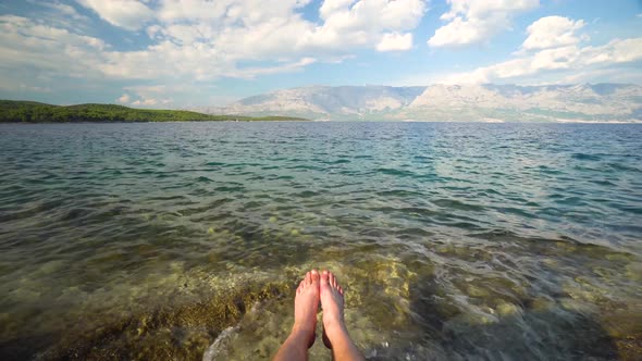 Relaxing by the seashore in the beach of Brac Island Croatia