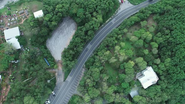 Drone top down high angle view of seashore in evening time