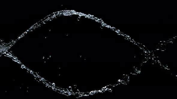 Super Slow Motion Shot of Twisting Water Splash at 1000Fps Isolated on Black Background