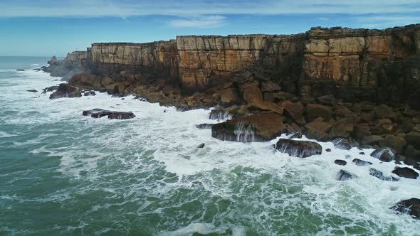 Atlantic Coast with Rock Cliffs and Waves