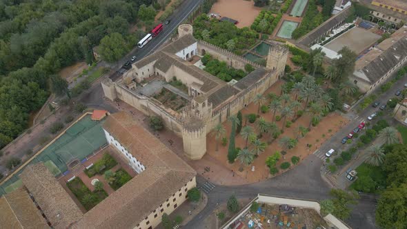 High Angle View of a Small Historical Castle in Cordoba Spain
