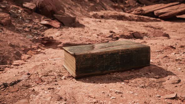 Old Book in Red Rock Desert