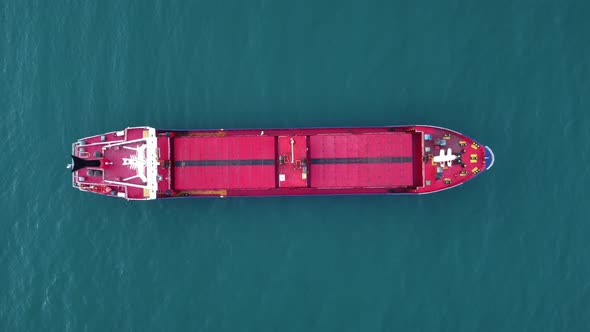 Large General Cargo Ship Tanker Bulk Carrier Aerial View