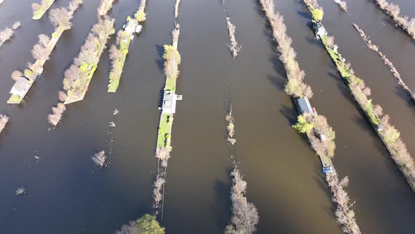 Loosdrechtse Plassen Harbour Waterway Canals and Cultivated Ditch Nature Near Vinkeveen Utrecht