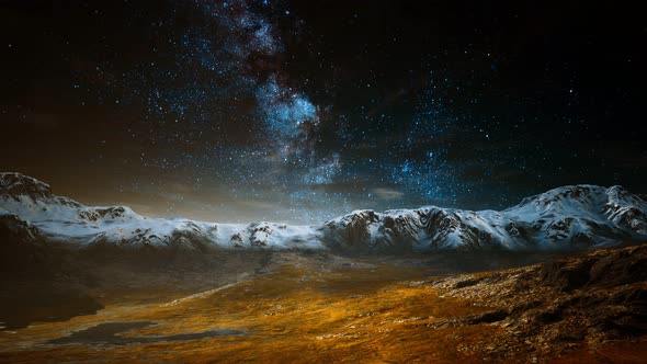 Himalaya Mountain with Star in Night Time