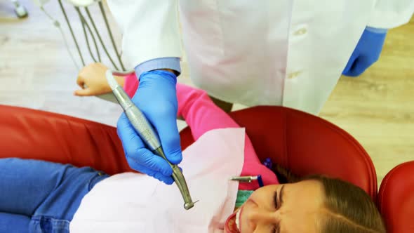 Young patient scared during a dental check-up