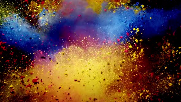 Color Mix Slow Motion of Colored Powder