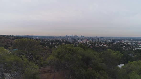 Los Angeles Skyline in Morning. California, USA. Aerial View