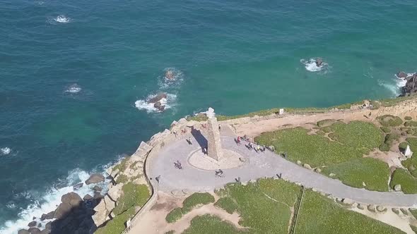 aerial view towards of Cross at Cabo da Roca Cabo Roca, Portugal - the westernmost point of mainland