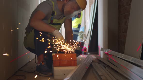 Portrait of Builder Welding Metal on Construction Site