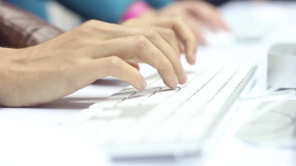 Business Woman Using A Modern Computer Keyboard