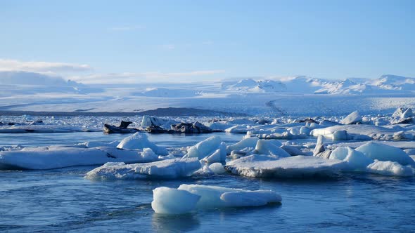 Icebergs at Ice Lake. Ice and Snow Winter Nature Landscape. Ice Lagoon