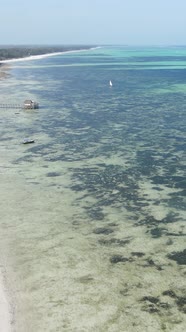 Tanzania  Vertical Video of the Ocean Near the Coast of Zanzibar Slow Motion