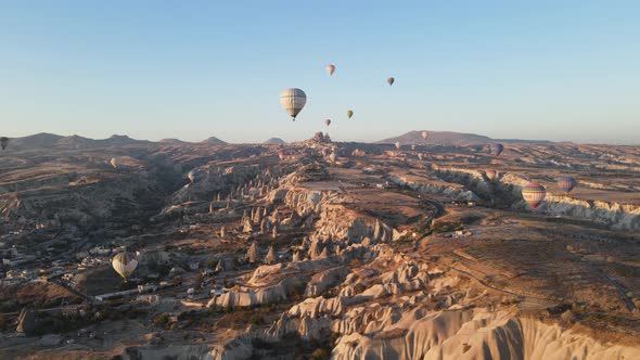 Cappadocia, Turkey : Balloons in the Sky. Aerial View