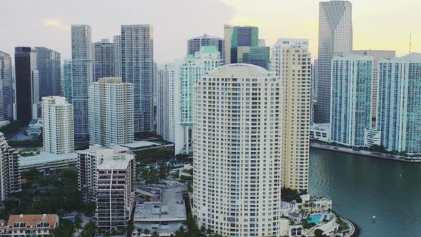 Aerial shot of the Miami skyscrapers