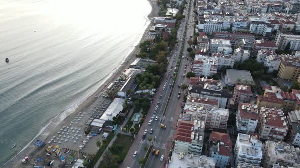 Aerial View Alanya Turkey  Resort Town Seashore