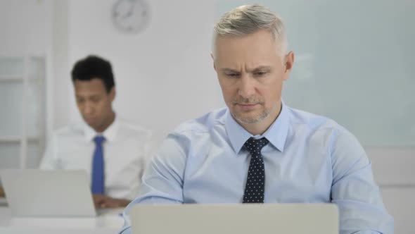 Yes Grey Hair Businessman Shaking Head to Show Acceptance and Interest