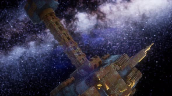 Space Ship and Milky Way Stars alt