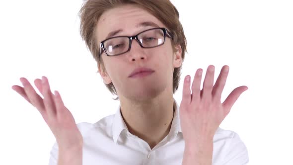 Man in Glasses Gesturing Failure and Problems